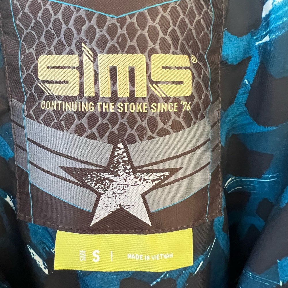 SIMS Insulated Snowboard Ski Jacket Blue Gray Hooded Size S - Picture 3 of 5